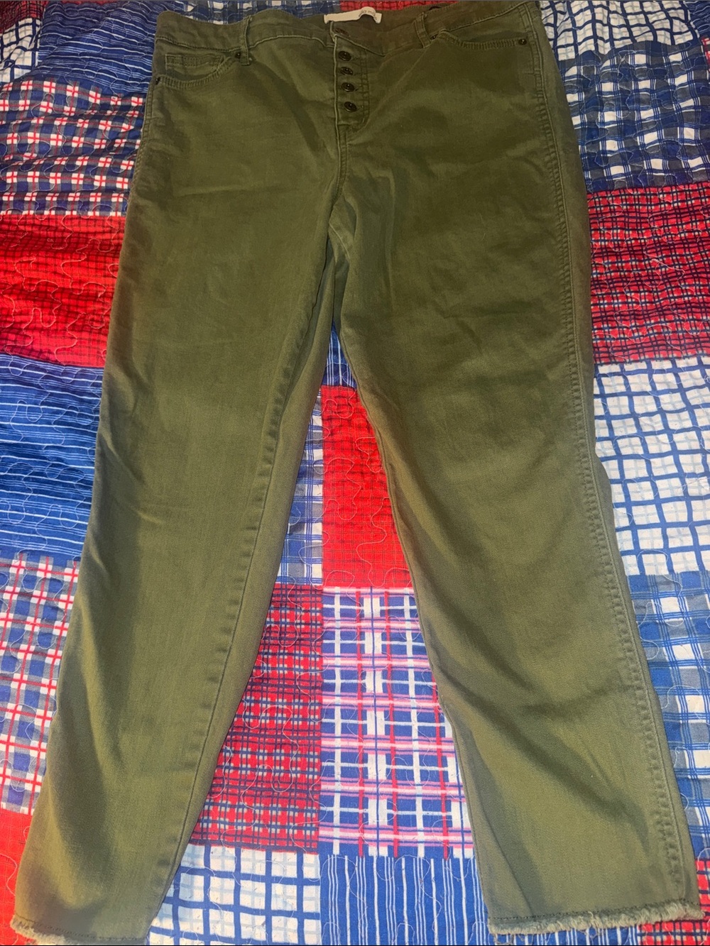 Ella Moss Olive Skinny Button-Fly Jeans